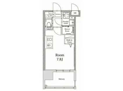 エンクレストALIVE白金(ワンルーム/8階)の間取り写真