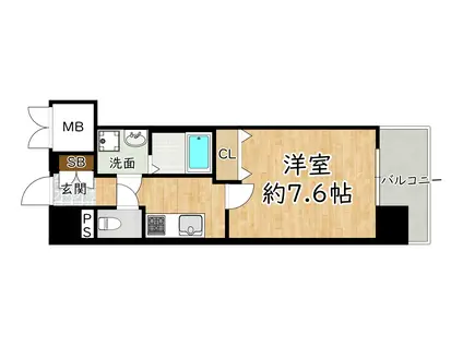 レジュールアッシュJUSO(1K/4階)の間取り写真