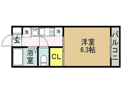 FLAT本町A棟(1K/1階)の間取り写真