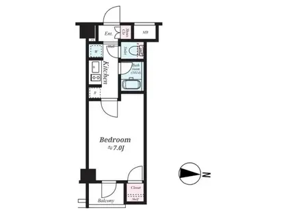 セントパレス王子(1K/2階)の間取り写真