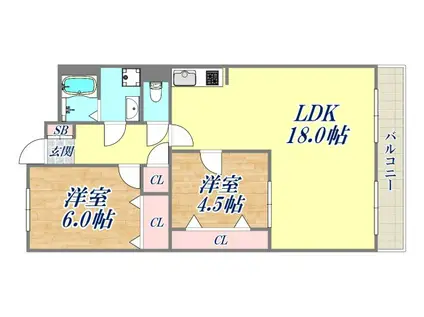 エスポワール(2LDK/1階)の間取り写真