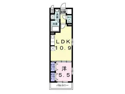 ジェルメヴィラ(1LDK/4階)の間取り写真