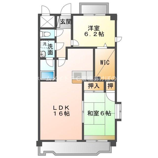 ボンヌシャンス壱番館(2LDK/2階)の間取り写真