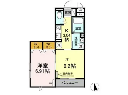 セジュール西台2(2K/2階)の間取り写真