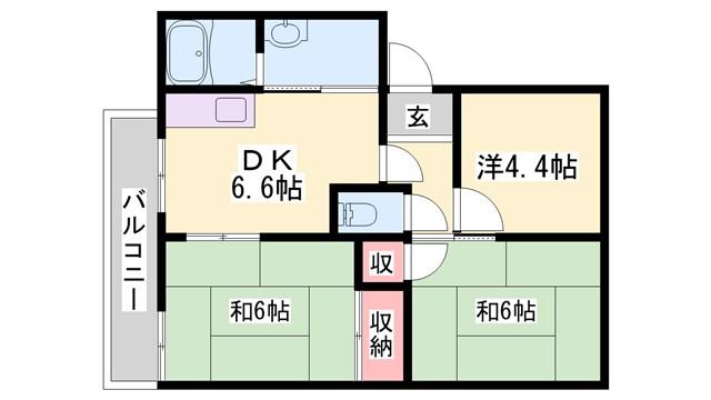 サンシティーハイツB棟(3DK/2階)の間取り写真