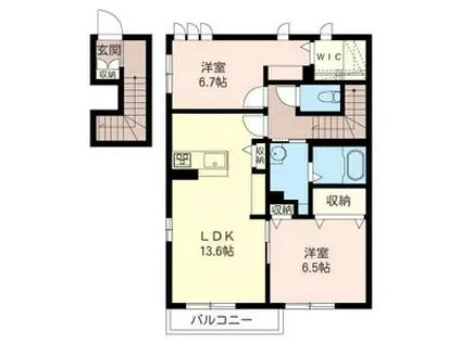 グランコート姉崎VI(2LDK/2階)の間取り写真