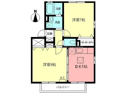 グランパルクB(2DK/1階)の間取り写真