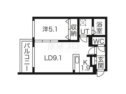 ドルチェ621(1LDK/4階)の間取り写真