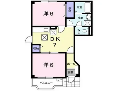 サンハイムE(2DK/1階)の間取り写真