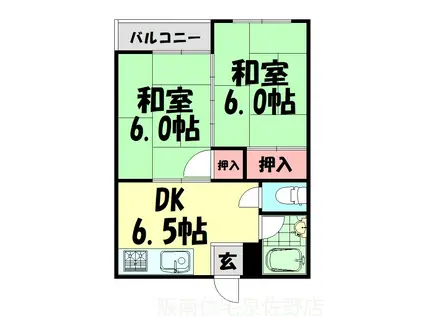 谷本マンション(2DK/2階)の間取り写真