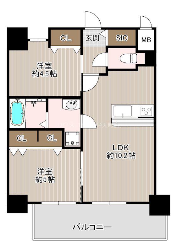 LOUIS RESIDENCE弁天町(2LDK/10階)の間取り写真