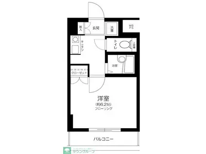 エクセリア上野毛(1K/2階)の間取り写真