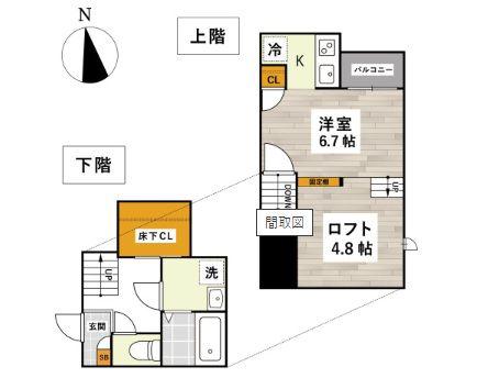 ADC倉敷マリブ(1K/2階)の間取り写真
