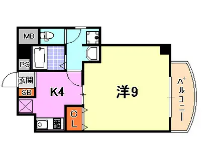 アクアプレイス新神戸駅前(1K/6階)の間取り写真