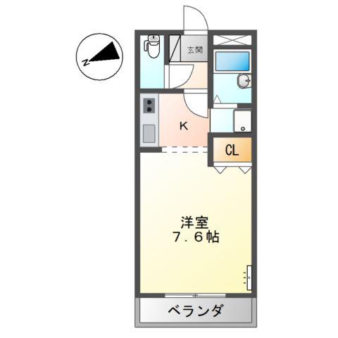 E.クレスト(1K/3階)の間取り写真