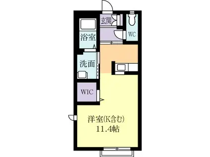 エリアロード(ワンルーム/1階)の間取り写真