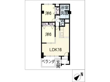 クレストウィル(2LDK/1階)の間取り写真
