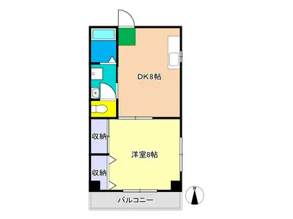 介良鶴コーポ II(1LDK/3階)の間取り写真