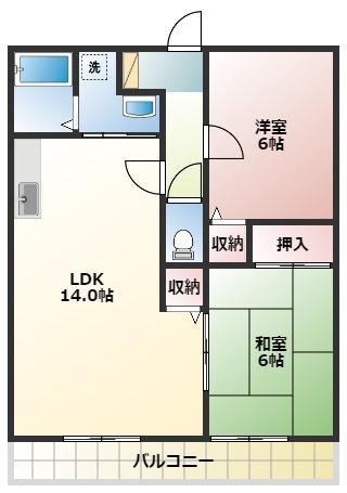 ライフ21レイク(2LDK/2階)の間取り写真