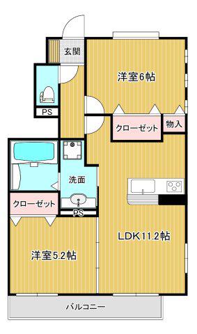 ボヌールメゾン(2LDK/1階)の間取り写真