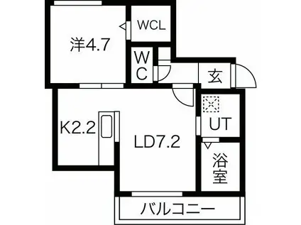 レンブラント西町(1LDK/2階)の間取り写真