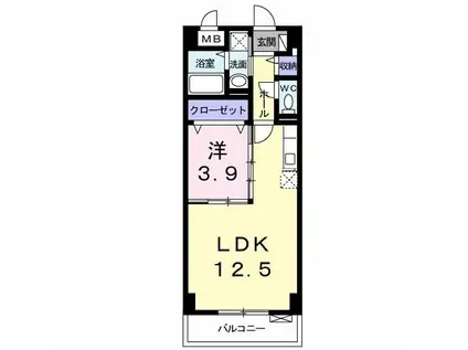リリー・ヒルズ(1LDK/1階)の間取り写真
