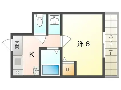 大源フレンドリーマンション(1K/6階)の間取り写真