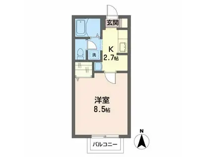 フラワー庄太(1K/2階)の間取り写真