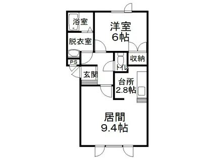 ポーラアルファ(1DK/1階)の間取り写真