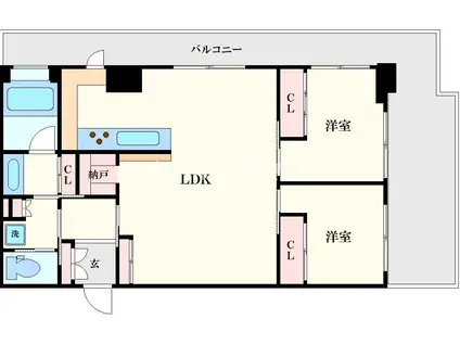 リーガルタワー船場(2SLDK/11階)の間取り写真