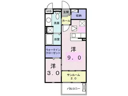 エテルノ フィオーレ 1番館(1LDK/1階)の間取り写真