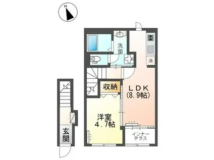 岩倉市神野町又市APIII期(1LDK/2階)の間取り写真