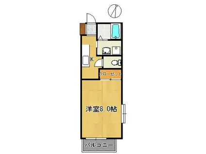 F・グランヴェール(1K/1階)の間取り写真