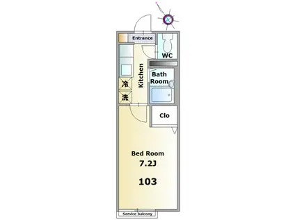 サン・ルミナス(1K/1階)の間取り写真