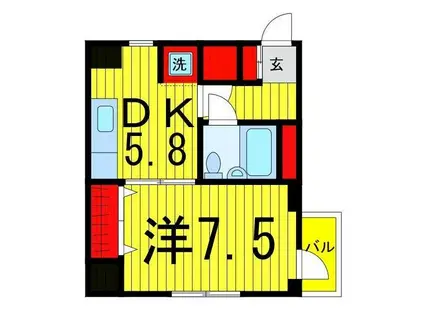 パルムハウス大井(1DK/2階)の間取り写真