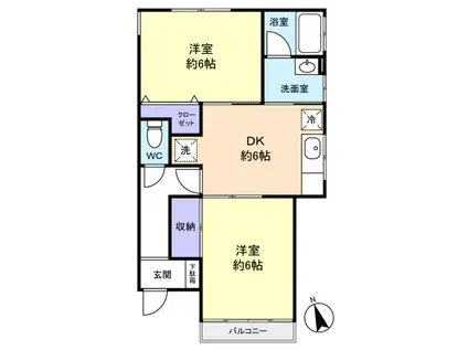 サンレージュ(2DK/1階)の間取り写真