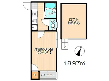 プルミエールⅡ(1K/1階)の間取り写真