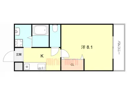 プライムコート塚本(1K/3階)の間取り写真