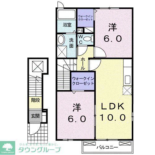ポプラリテートB(2LDK/2階)の間取り写真