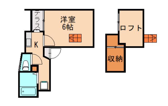 ラフィーネアルブルB棟(1K/2階)の間取り写真