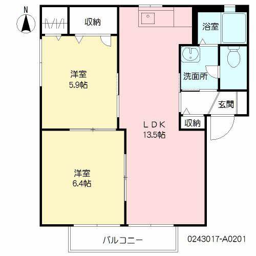 フローレンス・トリイ(2LDK/2階)の間取り写真