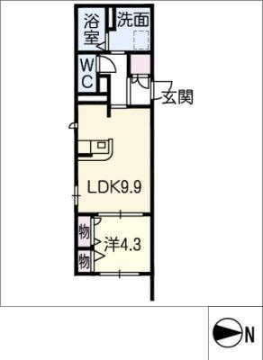 OAK-III(1LDK/1階)の間取り写真