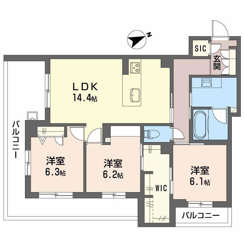 アルテーヌ浜寺元町(3LDK/2階)の間取り写真