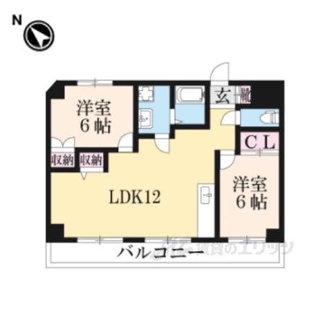 ソレイユ千(2LDK/5階)の間取り写真