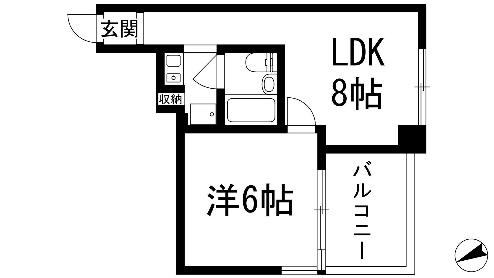 グランディア ミ・アモーレ宝塚南口(1LDK/2階)の間取り写真