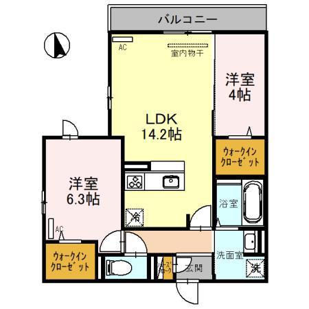 RACCOLT阪南町(2LDK/3階)の間取り写真