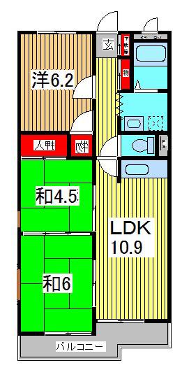 フォーラム川口(3LDK/1階)の間取り写真