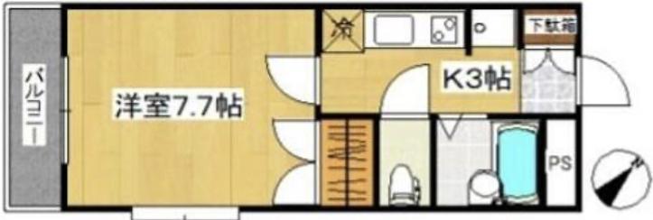 サンメゾン土樋(1K/1階)の間取り写真