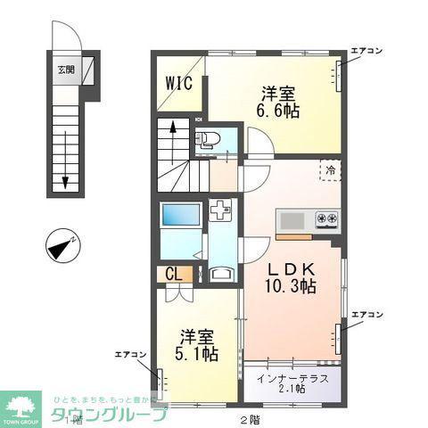 コパンーCOPAINー(2LDK/2階)の間取り写真