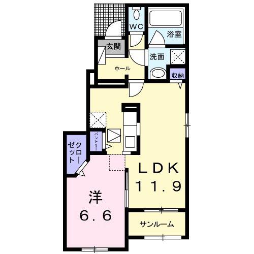 クレール リード III(1LDK/1階)の間取り写真